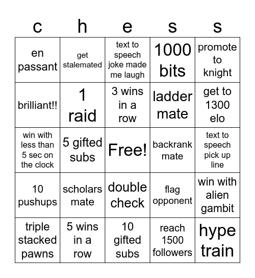 Chesstopia Bingo Card