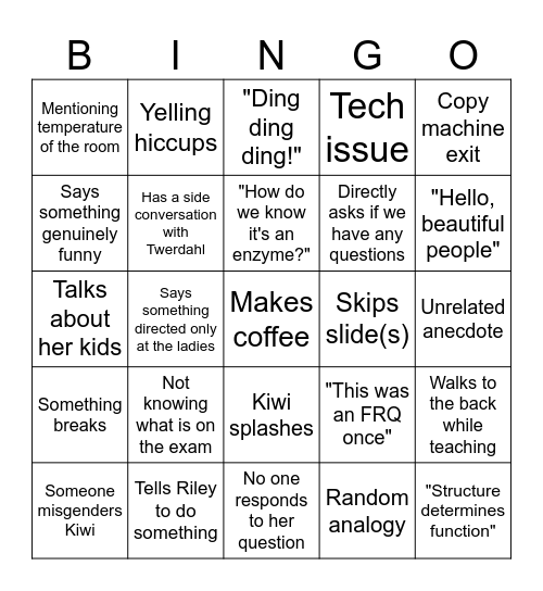AP Bio v2 Bingo Card
