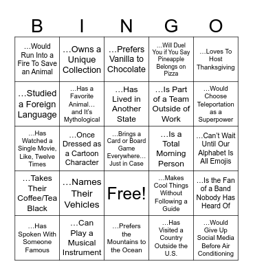 I Just Talked to Somebody Who… Bingo Card