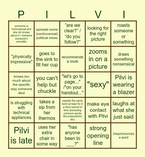 Pilvi bingo Card