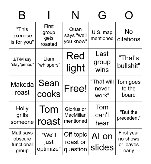 TOTs BINGO!! Bingo Card