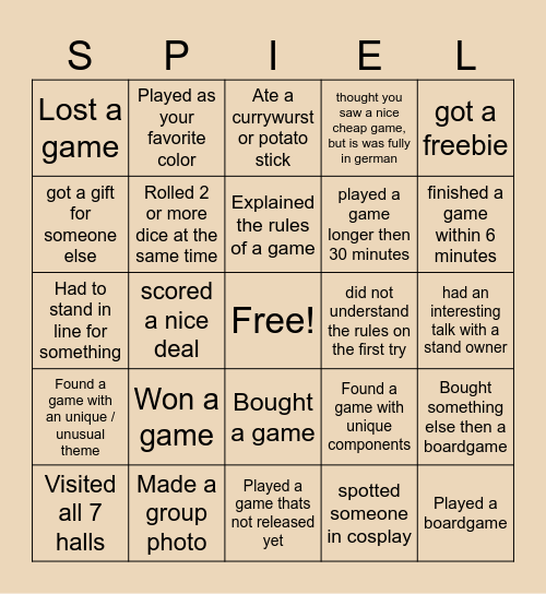 Spiel essen 2025 Bingo Card