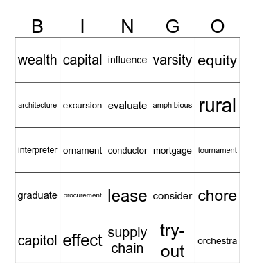 ESL Bingo Card