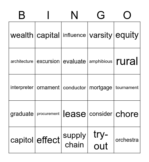 ESL Bingo Card