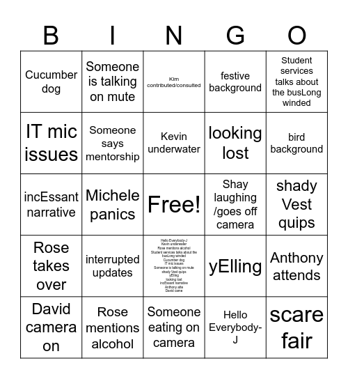 LDA BIngo Card
