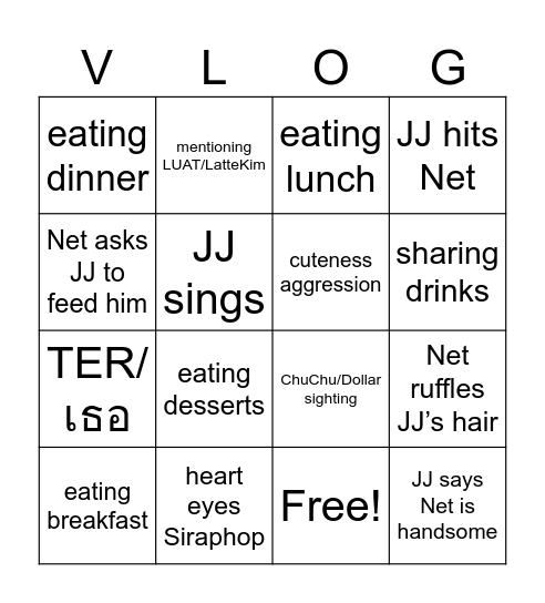 NetJJ Bingo Card