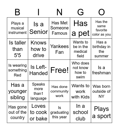 Find Someone Who Bingo Card