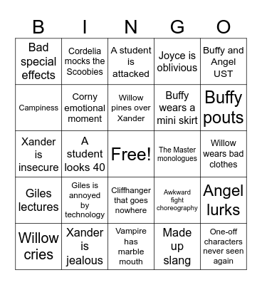 Buffy S1 Bingo Card