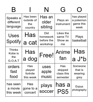 Untitled Bingo Card