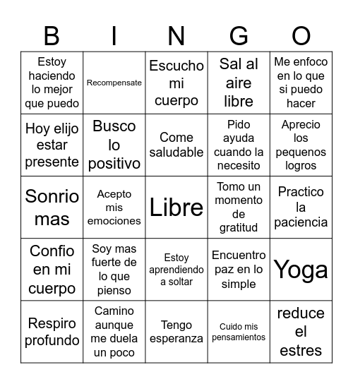 Bingo del Bienestar Bingo Card