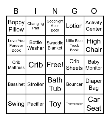 Baby Shower Bingo Card