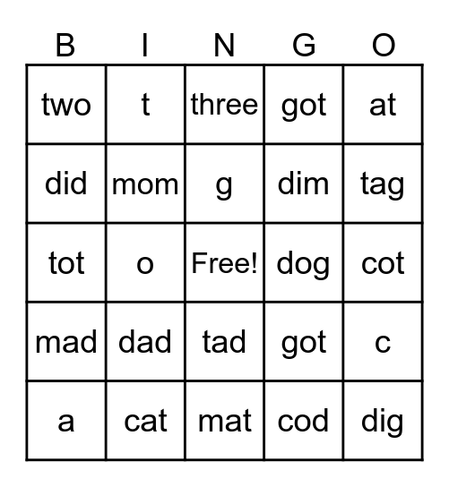 Skills Unit 3 Bingo Card