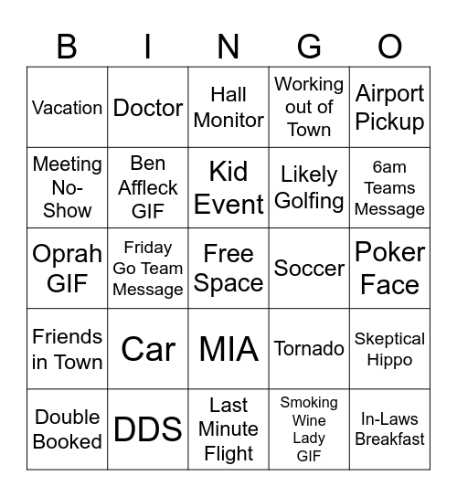 FSH BINGO Card