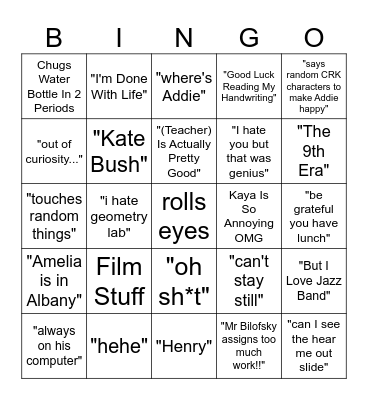 Lucas Bingo Card
