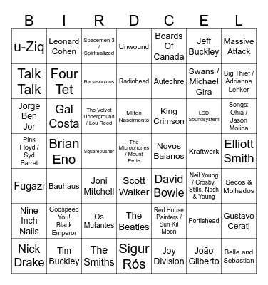 Leon's Music Taste Bingo Card