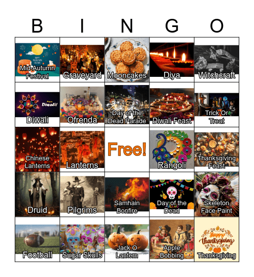 Fall Holidays Bingo Card