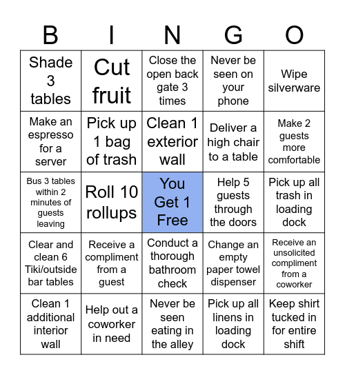 Support Staff Fun Bingo Card