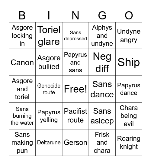 Undertale meme compilation Bingo Card