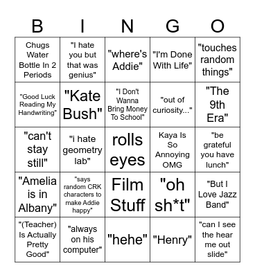 Lucas Bingo Card