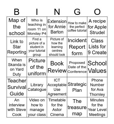The Beacon2.0 Treasure Hunt Bingo Card