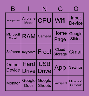 Computer Hardware & Software Bingo Card
