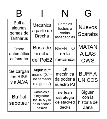 Predicciones 3.27 Bingo Card