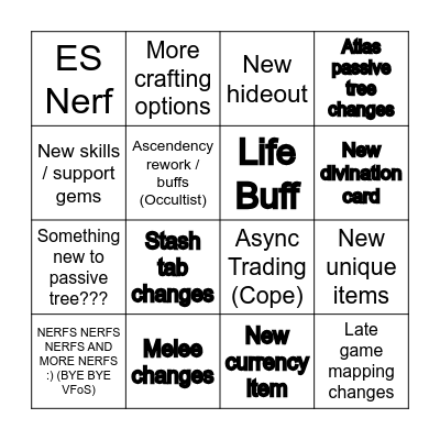 POE 3.27 Bingo Card