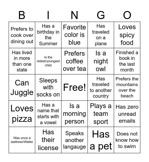 OT Bingo Card