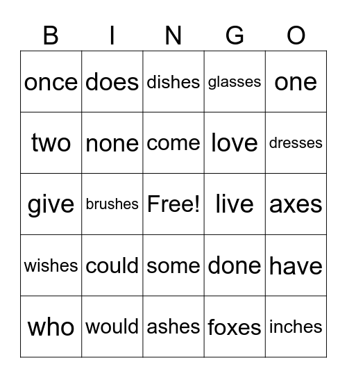 62&63 Bingo Card