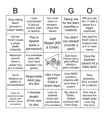 PTG GAMESDAY Bingo Card