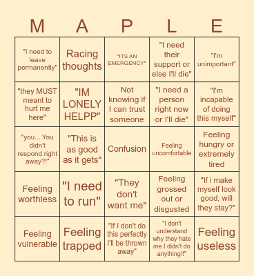 "I think, uh... " Bingo Card