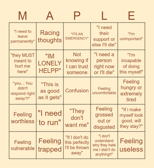 "I think, uh... " Bingo Card