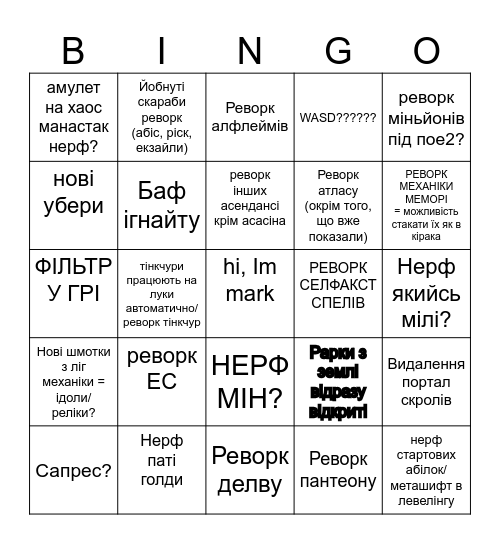 3.27 ПРОГНОЗИ Bingo Card