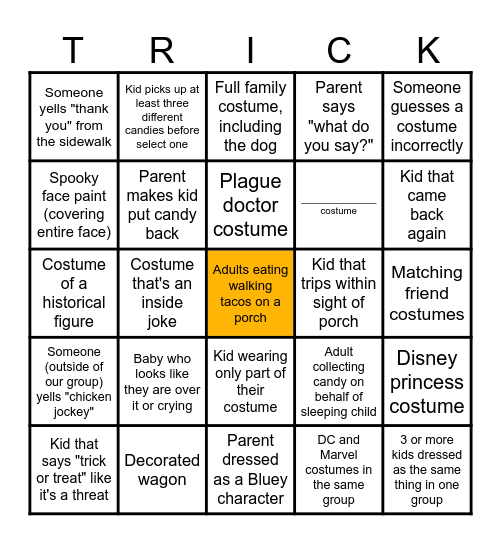 Trick-or-Treat 2025 Bingo Card