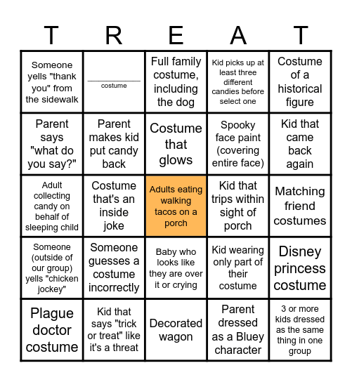 Trick or Treat 2025 Bingo Card