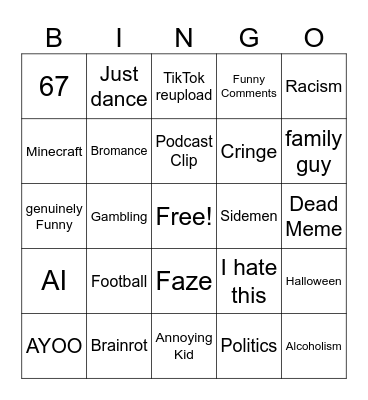 Insta Reels Bingo Card