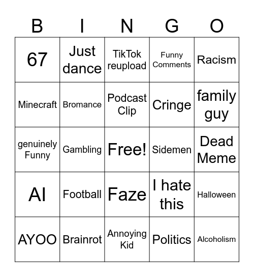 Insta Reels Bingo Card