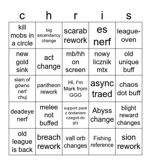 loginage Bingo Card
