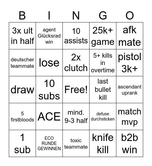 Valorant 8h Bingo Card