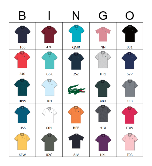 LACOSTE Bingo Card