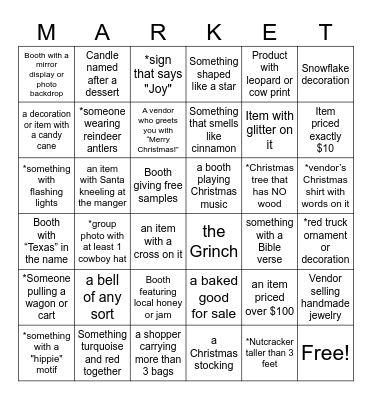 Nutcracker Market Bingo Card