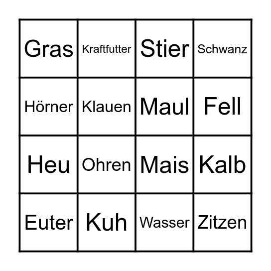 Kuh-Bingo Card