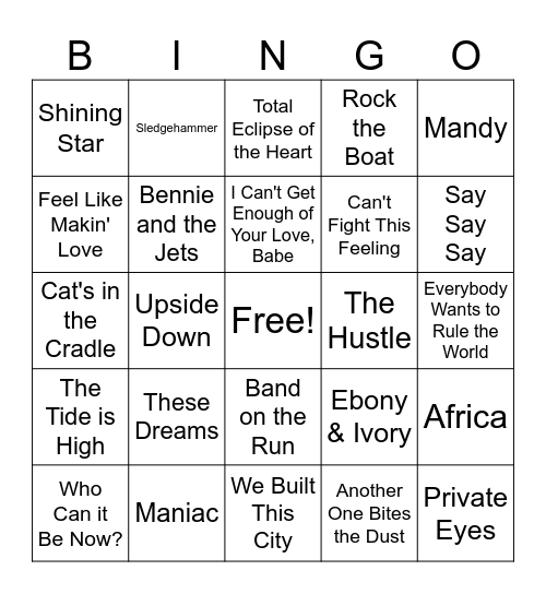 B3 - 70s & 80s Bingo Card