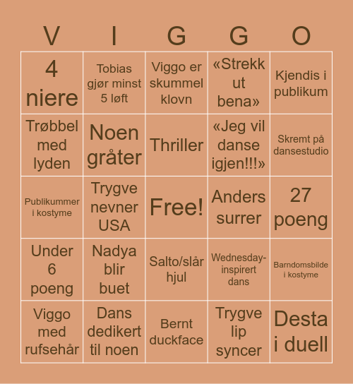 Skal vi danse🎃 Bingo Card