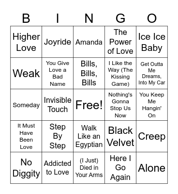 B4 - 80s & 90s Bingo Card
