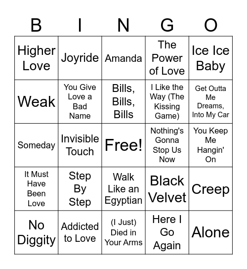 B4 - 80s & 90s Bingo Card