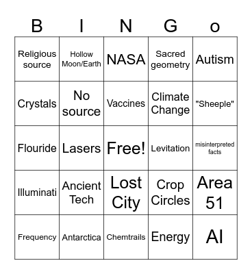 Conspiracy Theory Bingo Card