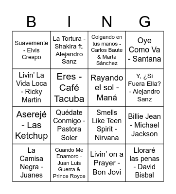 BINGO MUSICAL BALANUS Bingo Card