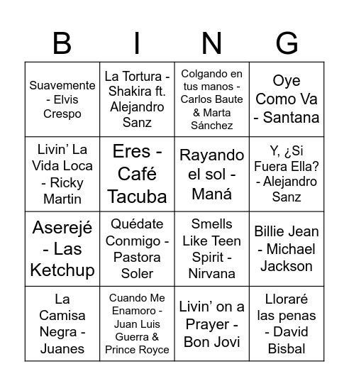 BINGO MUSICAL BALANUS Bingo Card