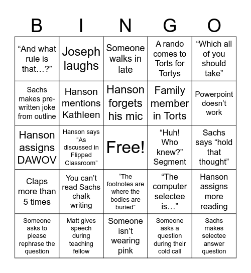 CivPro Bingo Card